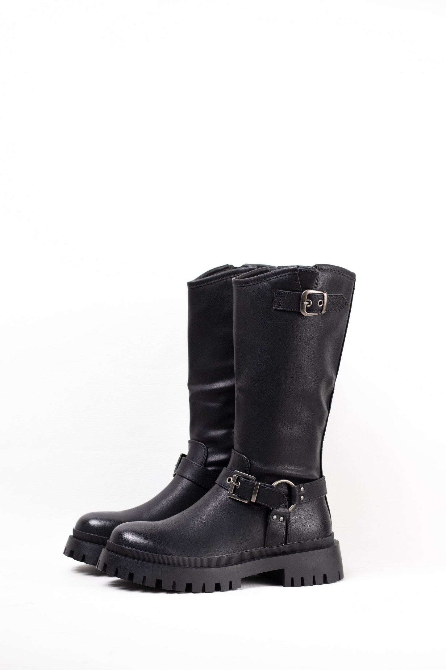 botas moteras mujer con suela track Negro 36