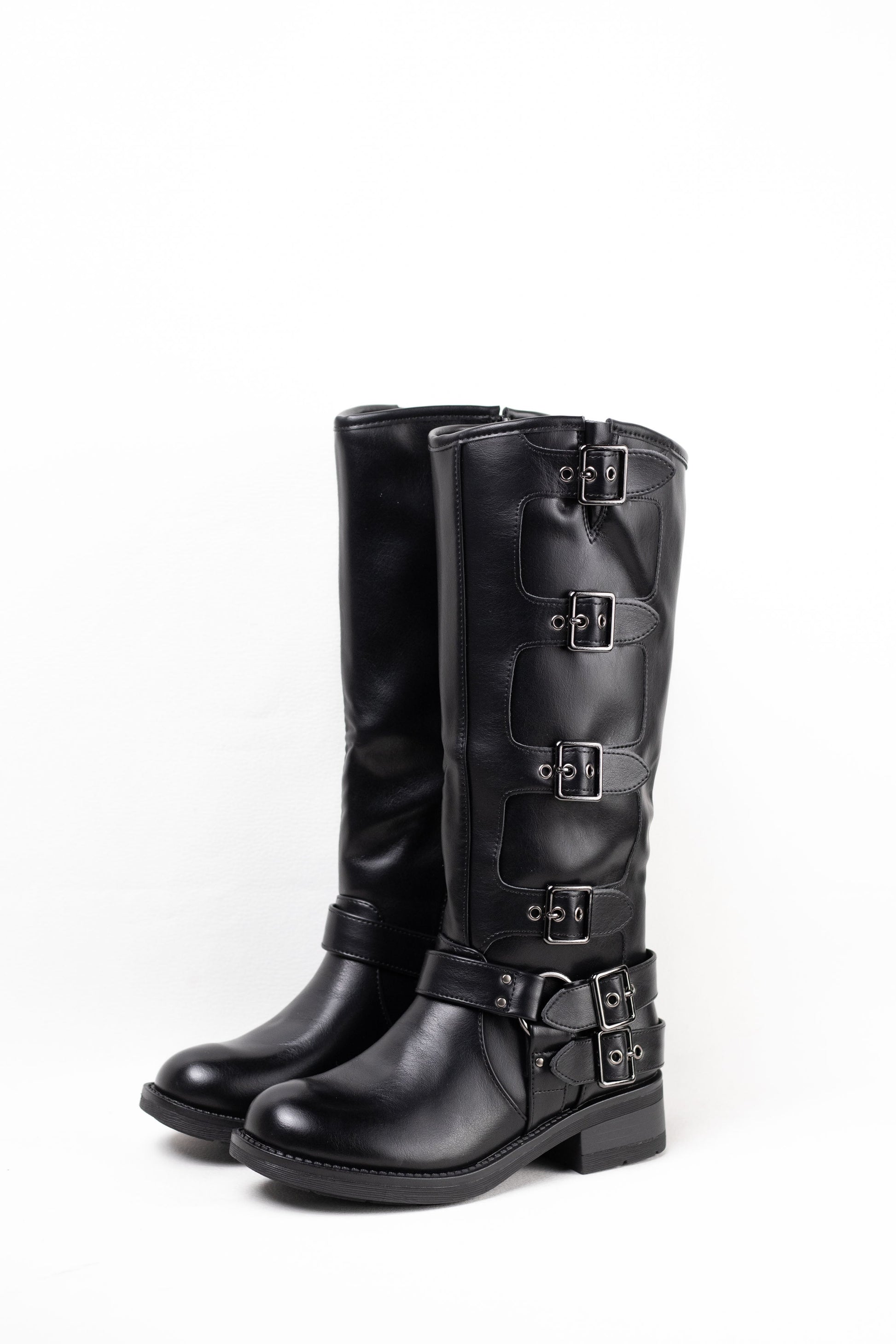 botas moteras botas biker mujer estilo punk con cremallera Negro 36