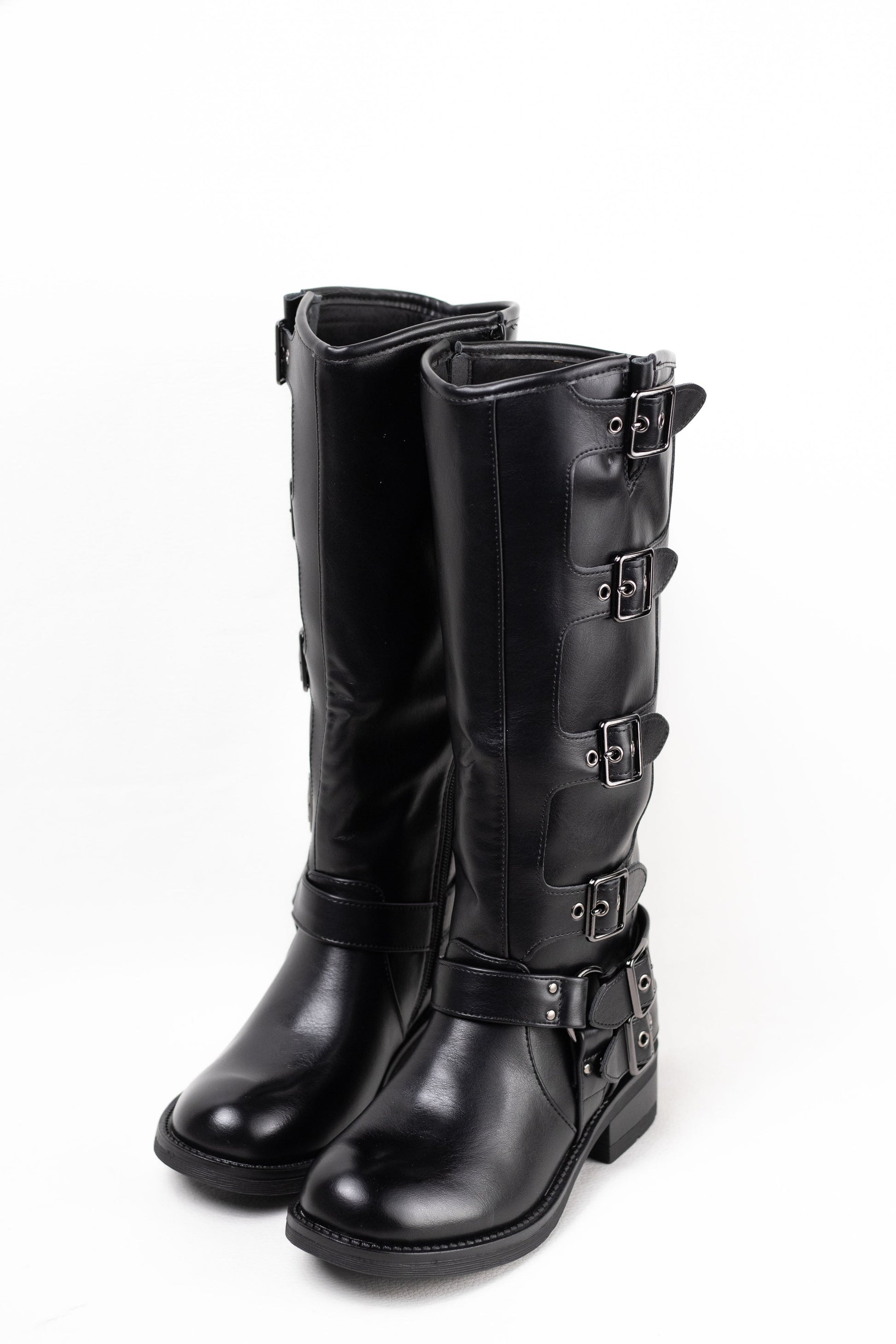 botas moteras botas biker mujer estilo punk con cremallera Negro 39