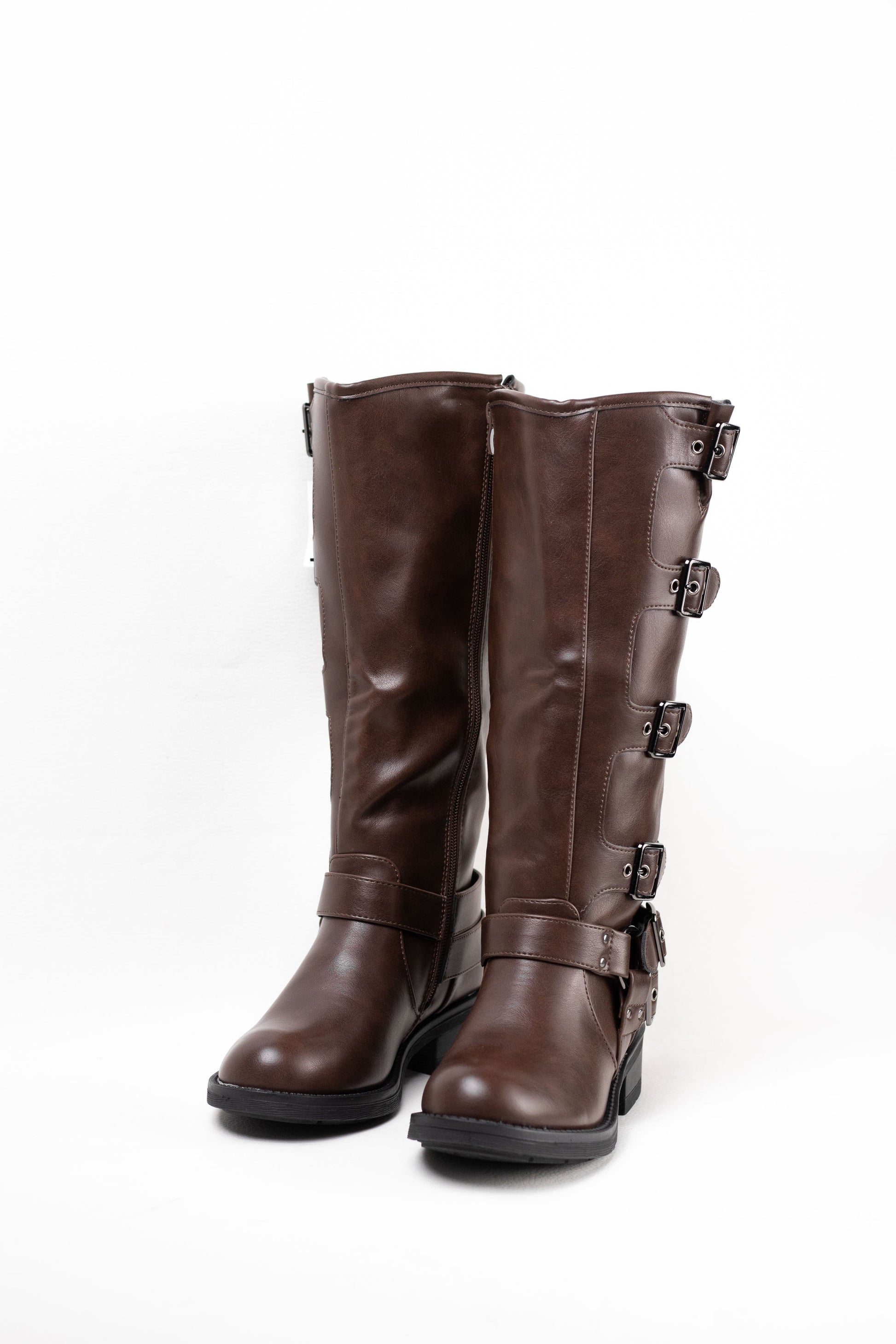 botas moteras botas biker mujer estilo punk con cremallera Camel 40