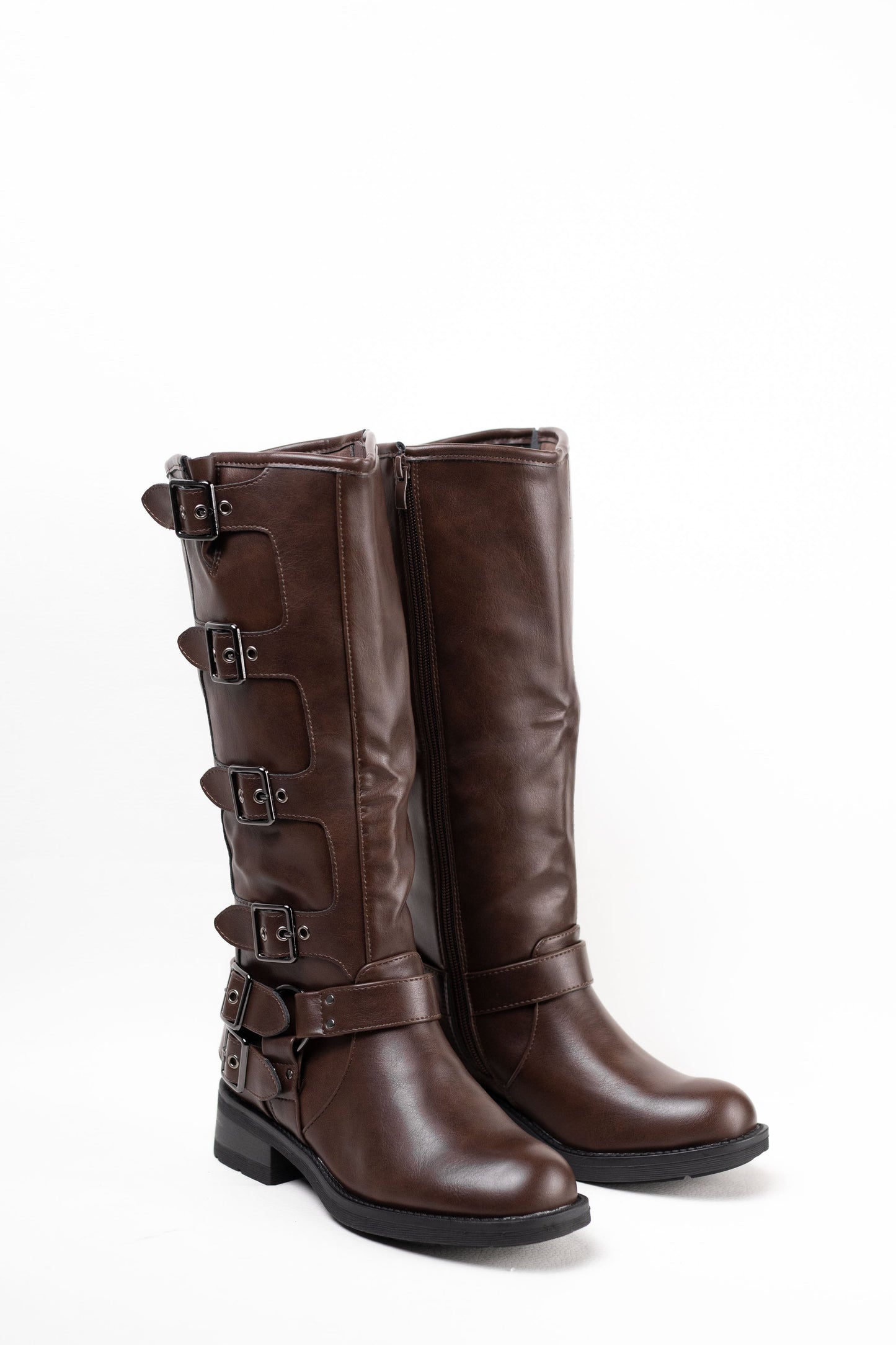 botas moteras botas biker mujer estilo punk con cremallera Camel 39