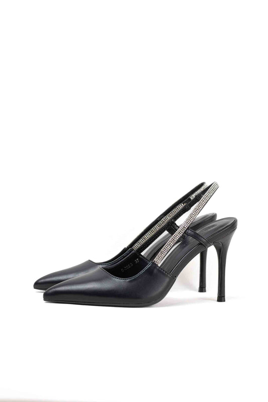 zapatos para vestir con tacon alto detalle de strass Negro 35