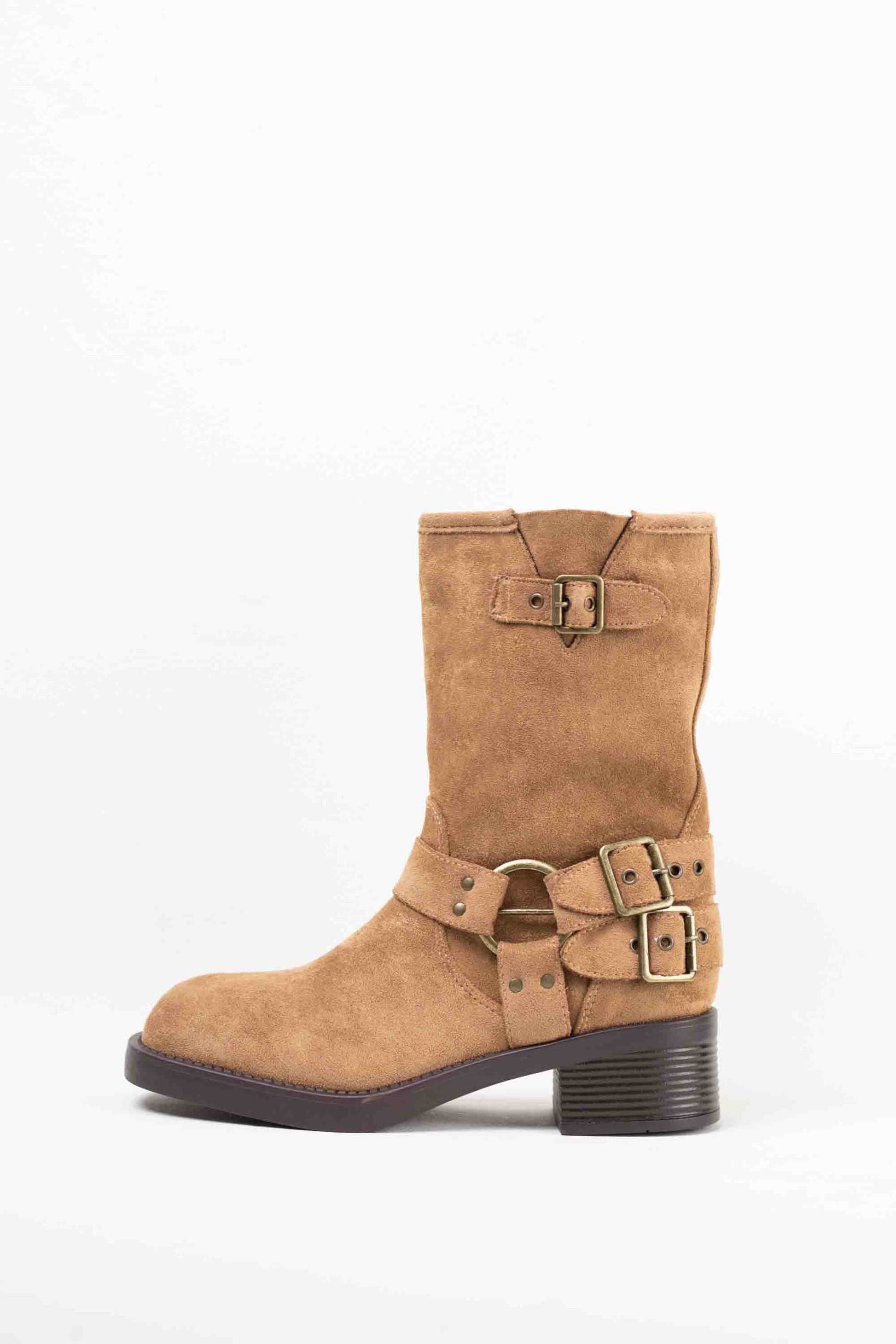 botas moteras mujer 1 Camel hebilla 40