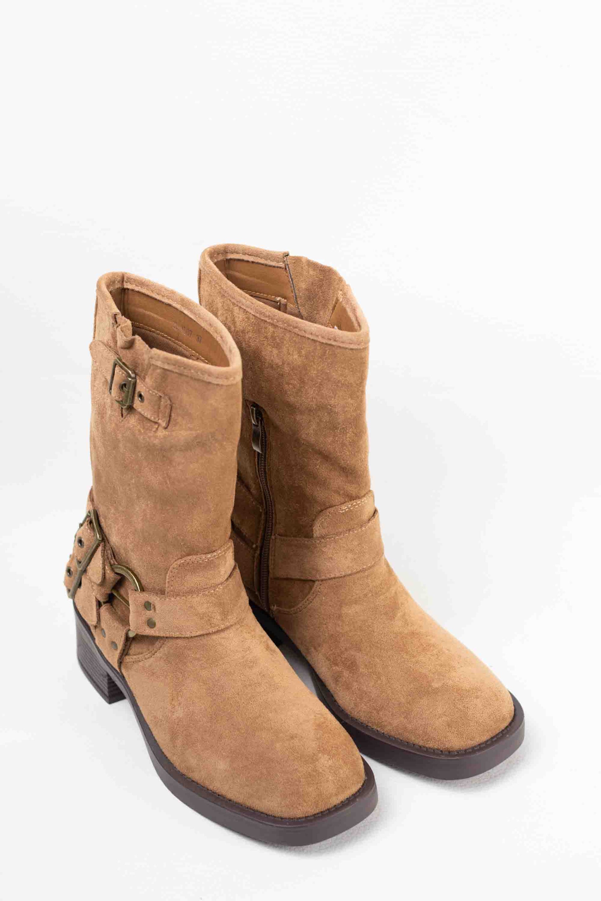 botas moteras mujer 1 Camel hebilla 37