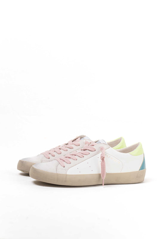 zapatilla deportiva estilo retro en combinacion de materiales Blanco 38