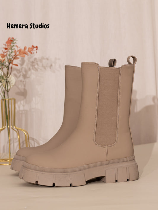 botas chelsea plataforma mujer con cremallera Khaki 36