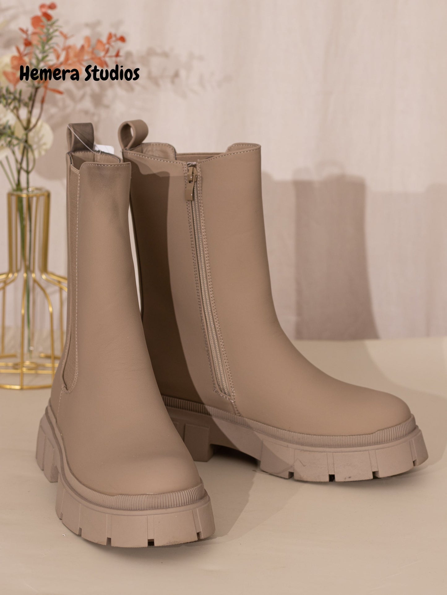 botas chelsea plataforma mujer con cremallera Khaki 37