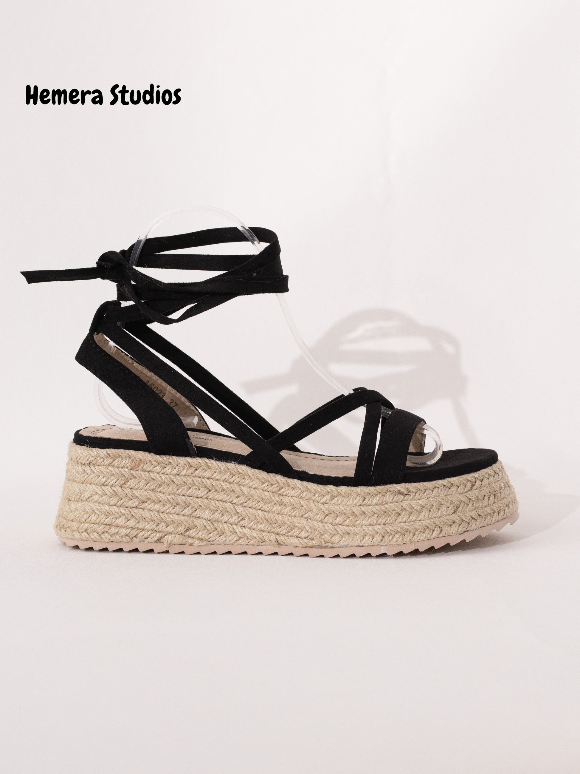 sandalias espartos plataforma con cordones mujer KHAKI 37