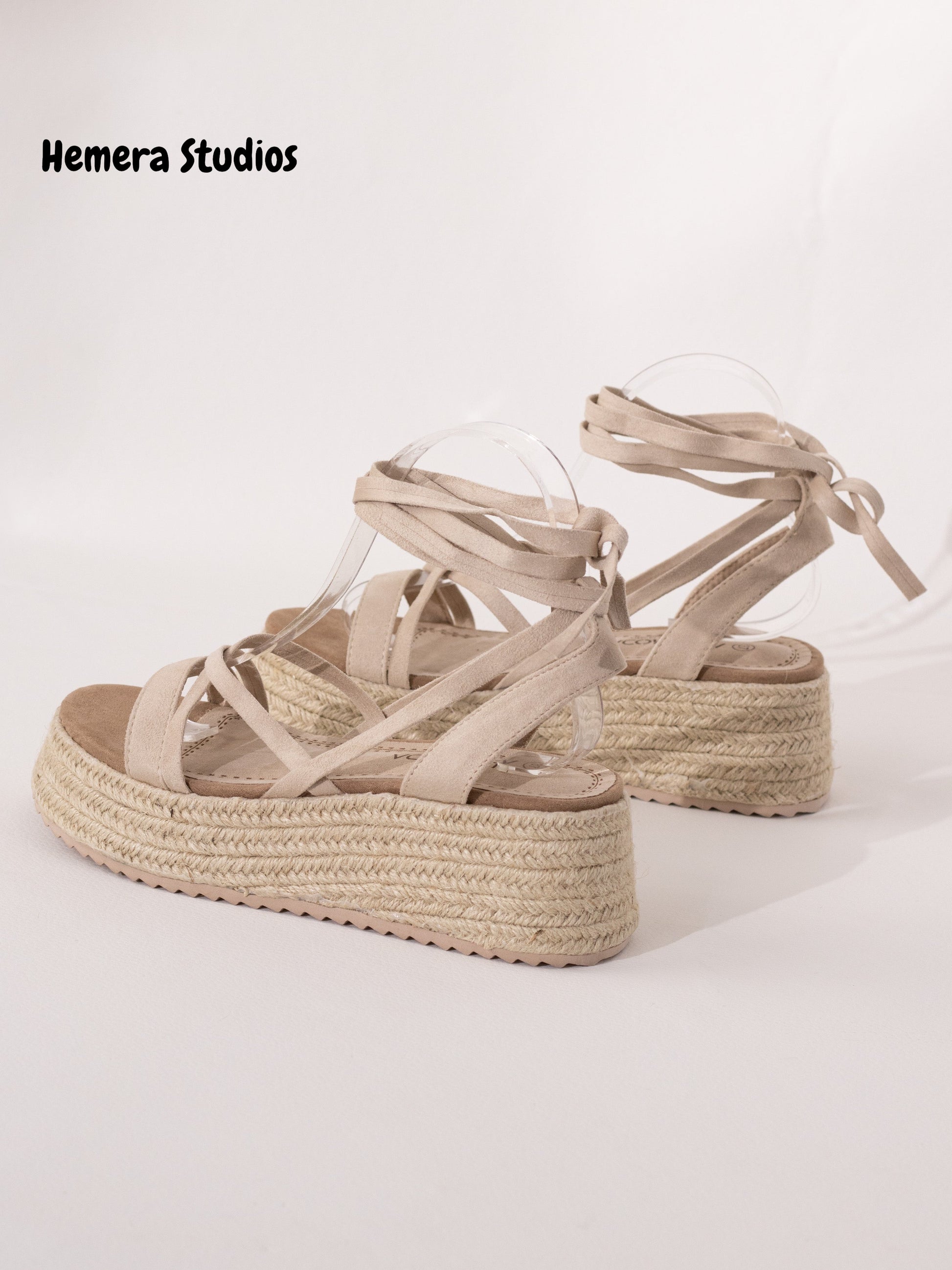 sandalias espartos plataforma con cordones mujer BLACK 39