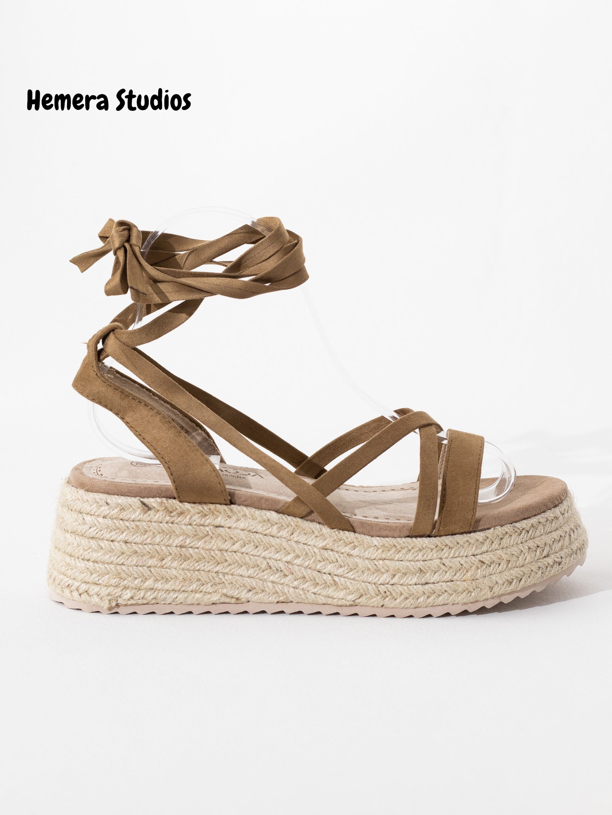 sandalias espartos plataforma con cordones mujer BLACK 37