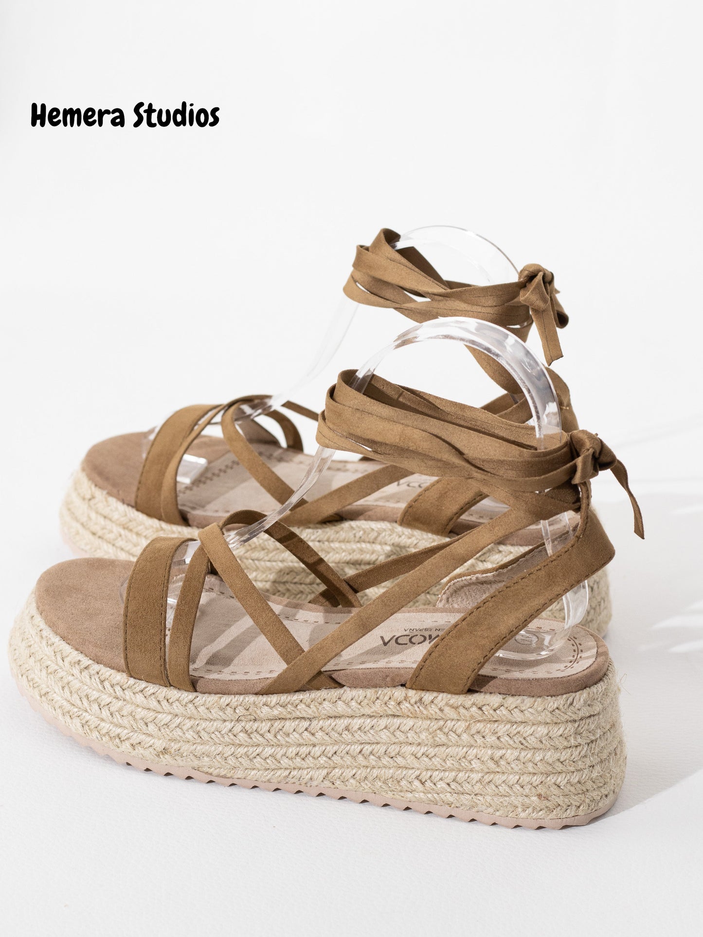 sandalias espartos plataforma con cordones mujer BLACK 36