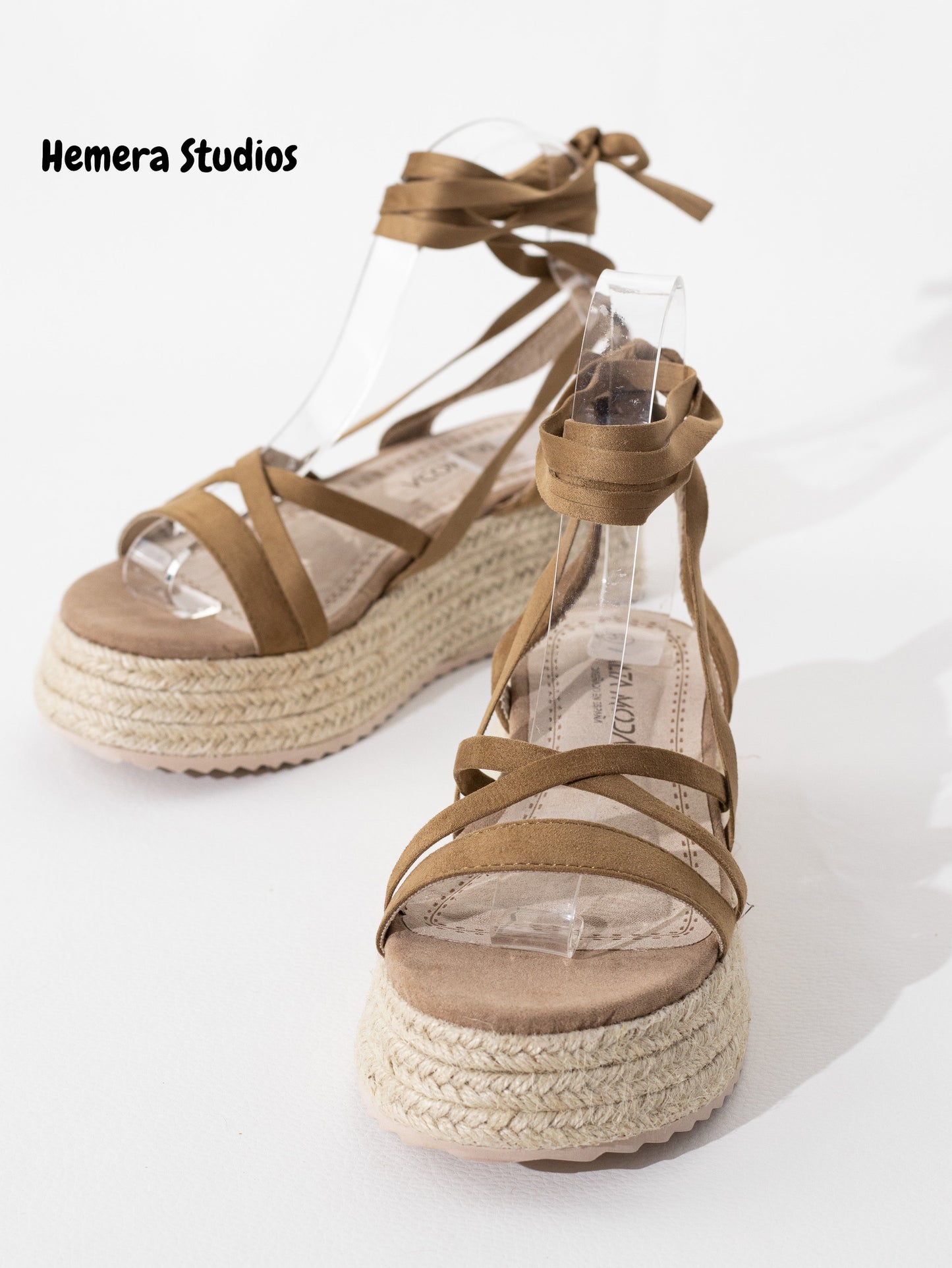 sandalias espartos plataforma con cordones mujer BEIGE 40
