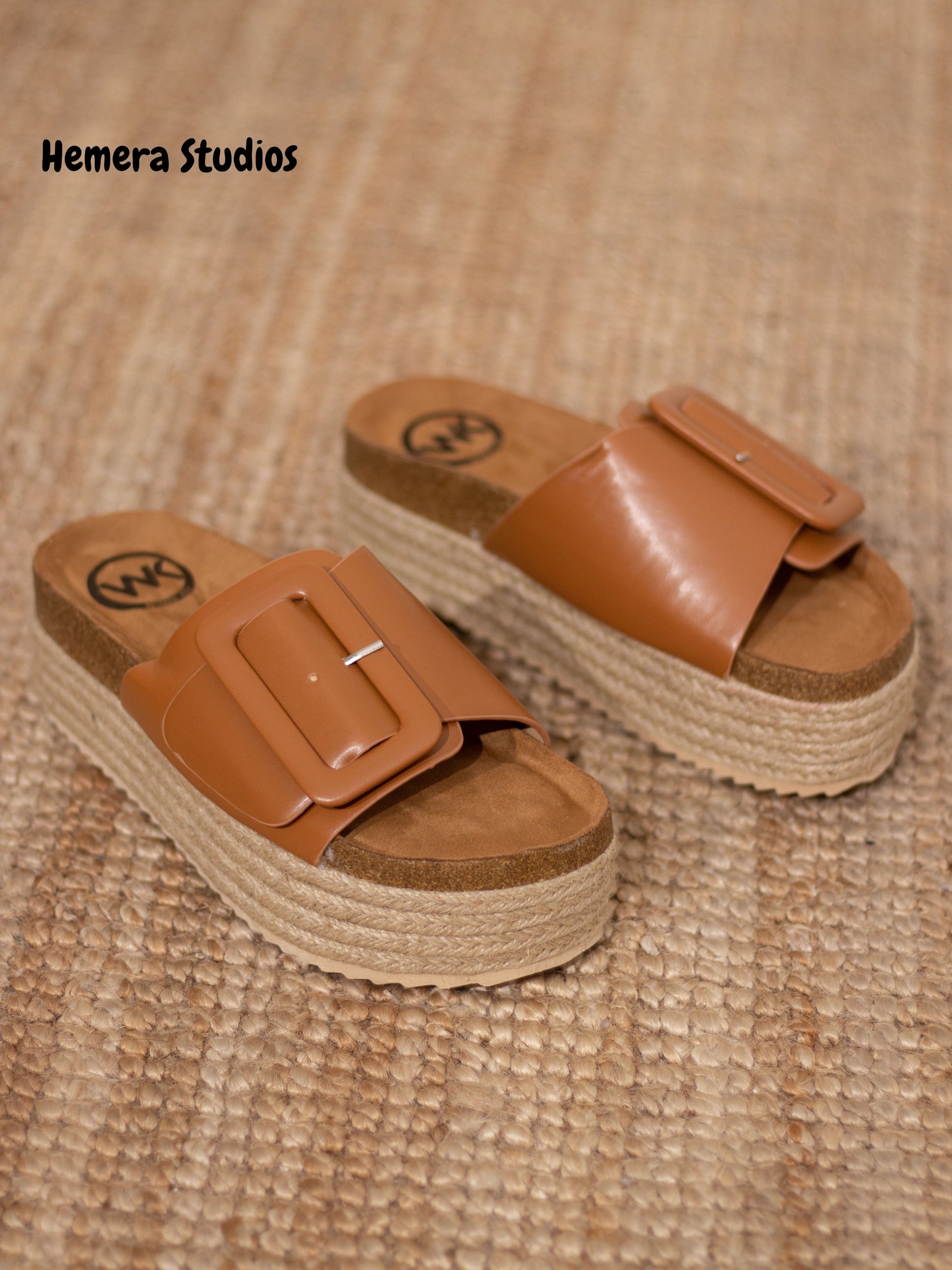 sandalias de espartos maxi hebilla Camel 37