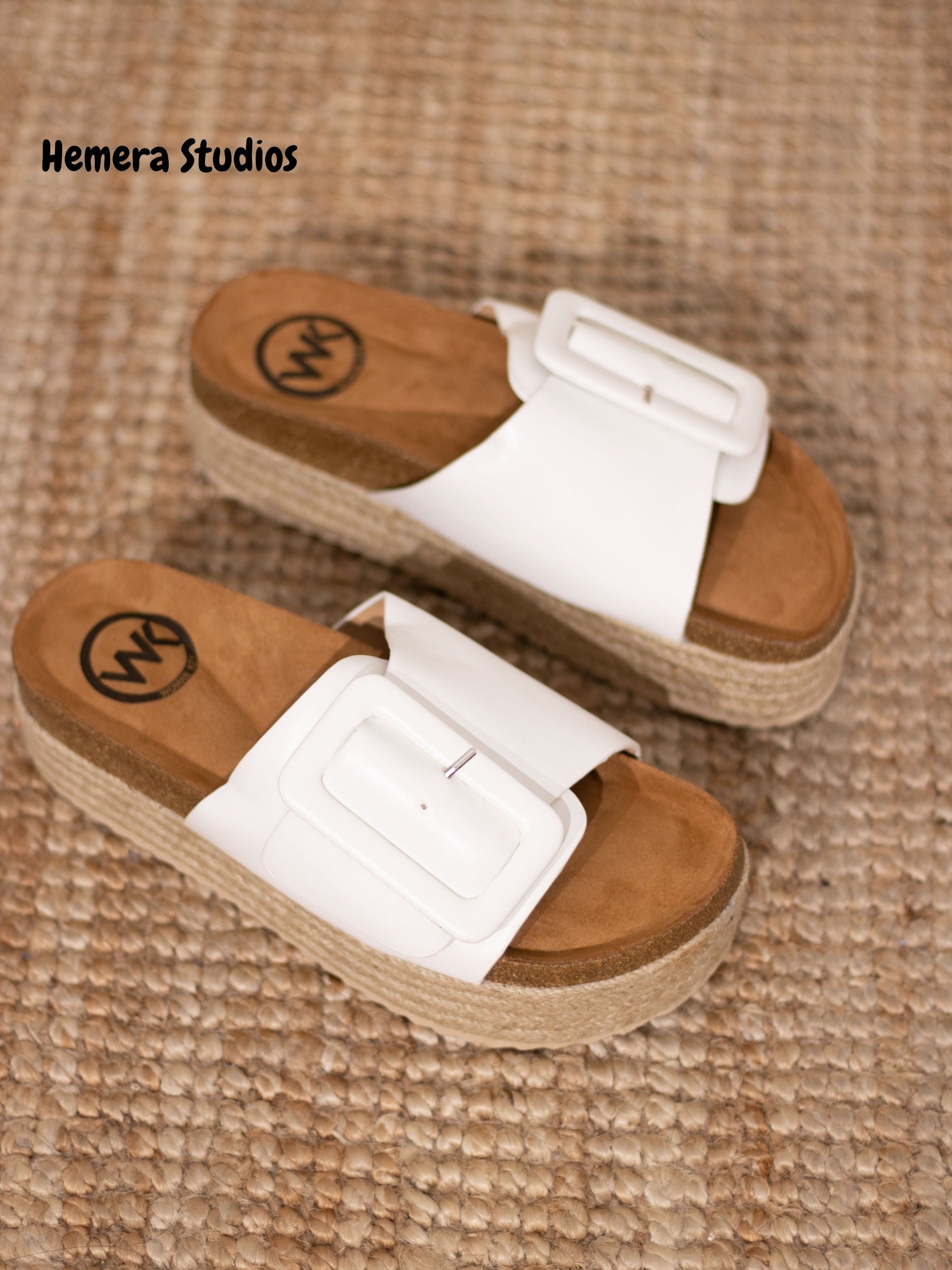 sandalias de espartos maxi hebilla Blanco 36