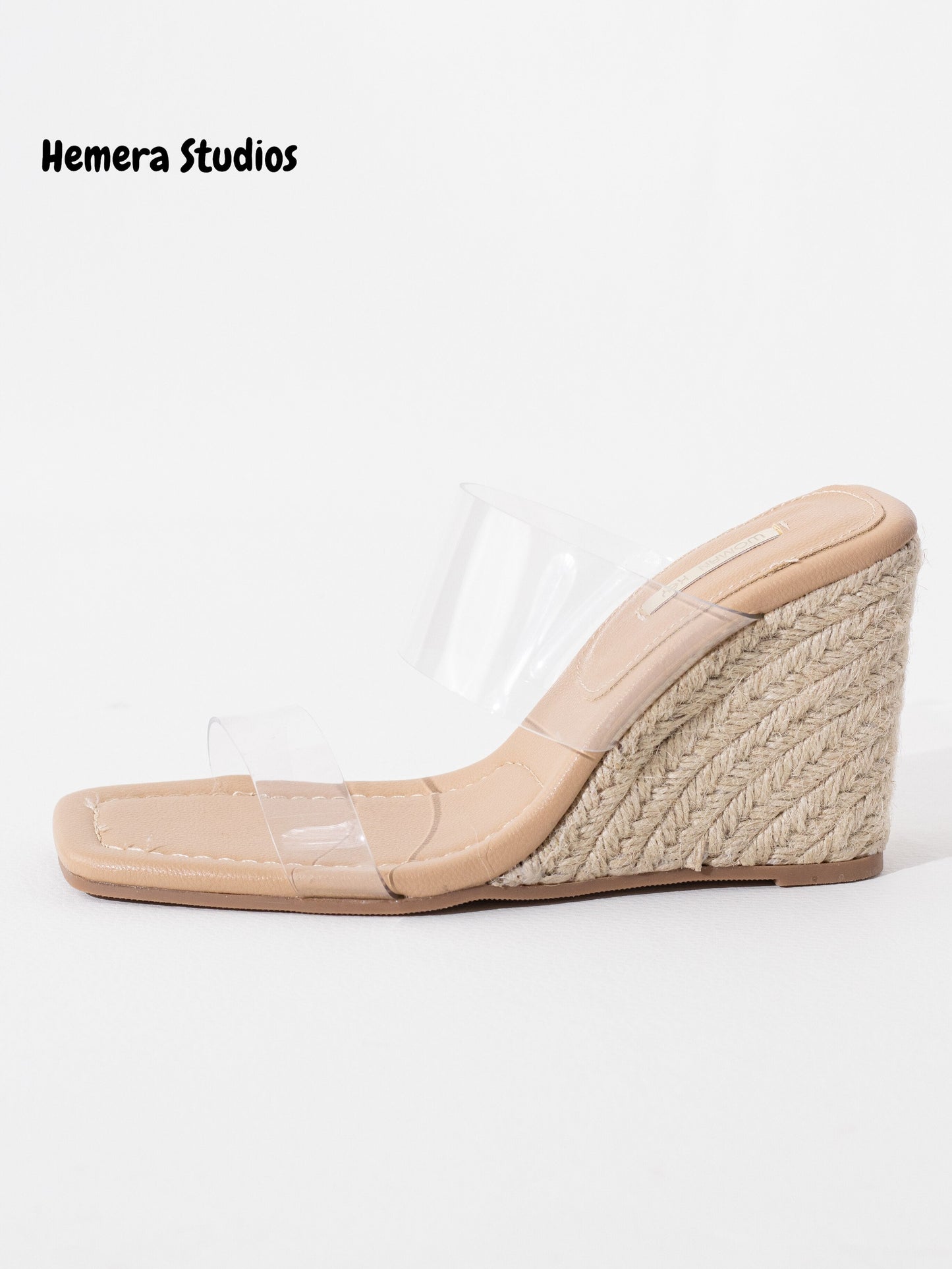 sandalias cuna vinilo Beige con plataforma 40