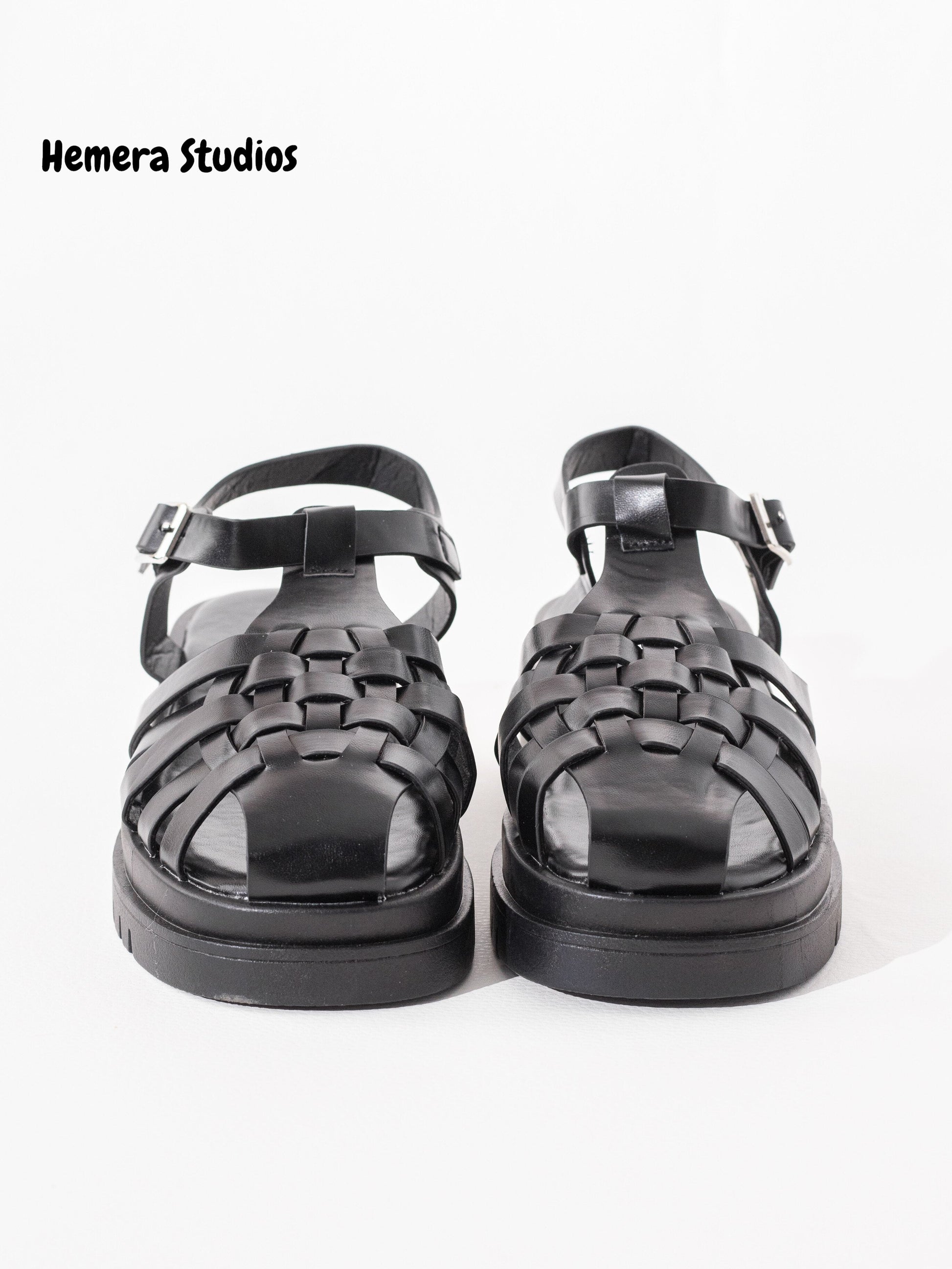 sandalia cangrejera con plataforma Negra 39