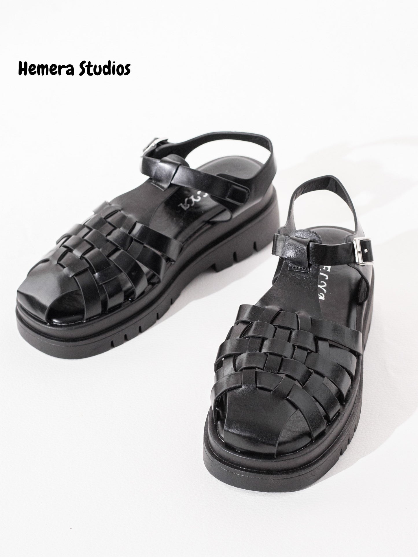 sandalia cangrejera con plataforma Negra 37