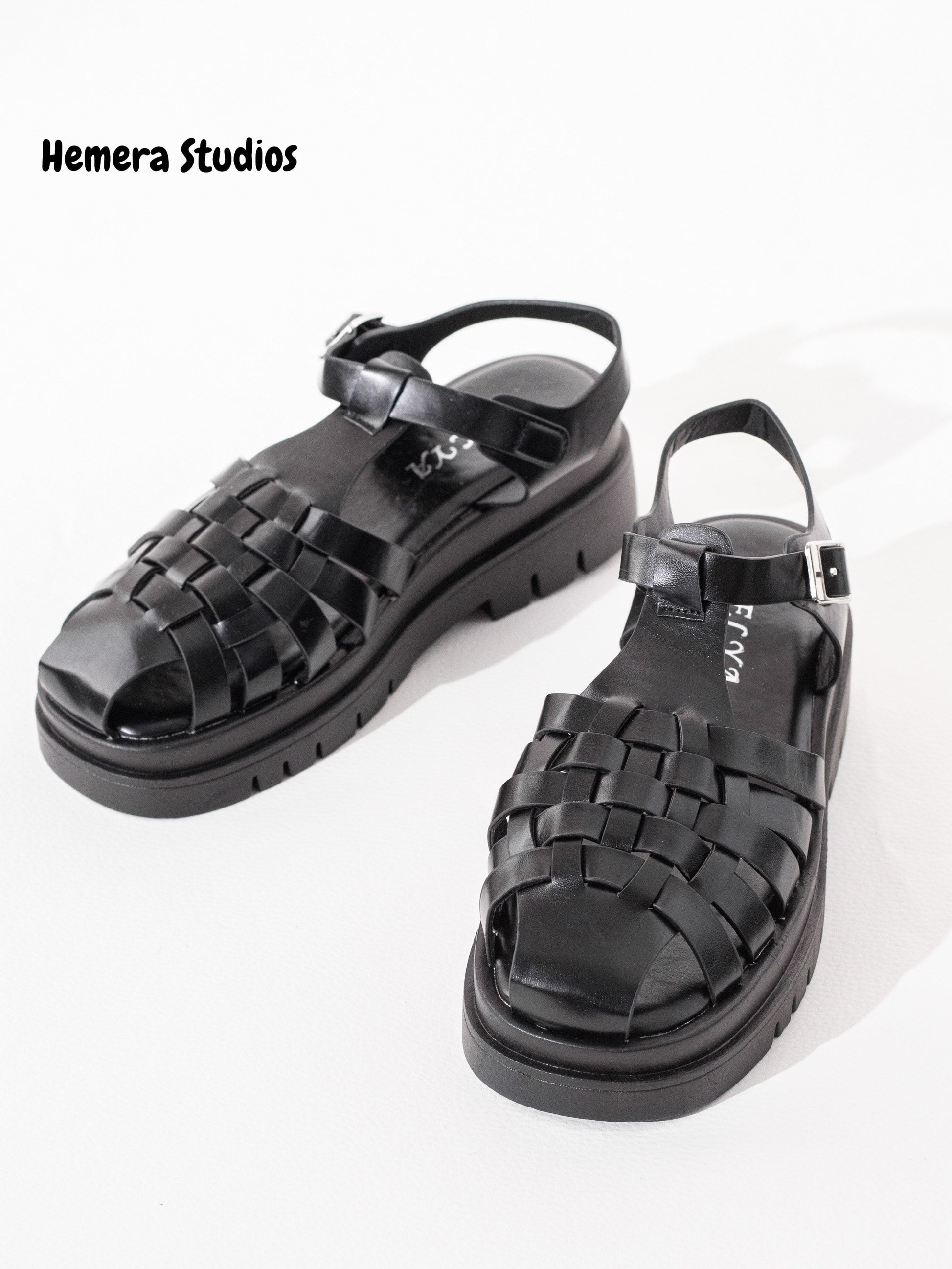 sandalia cangrejera con plataforma Negra 37