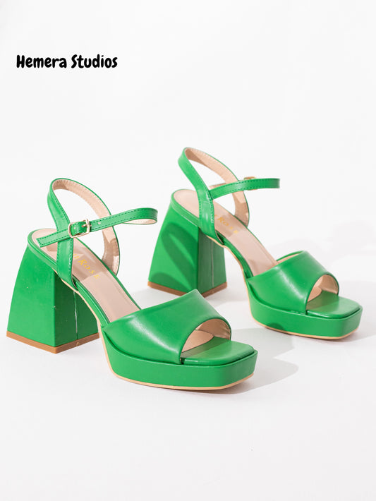 sandalias con tacon alto Verde 36