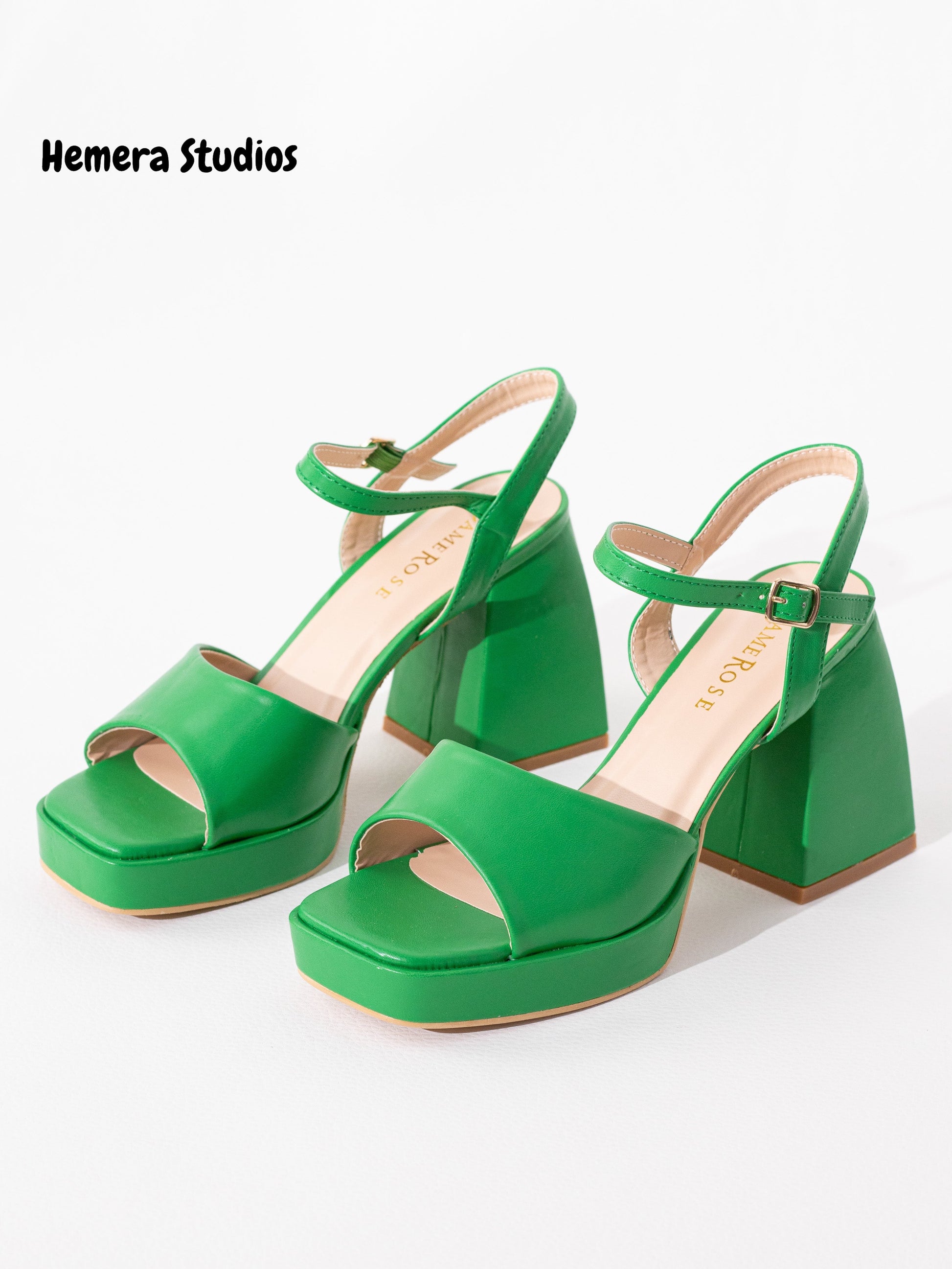 sandalias con tacon alto Verde 38