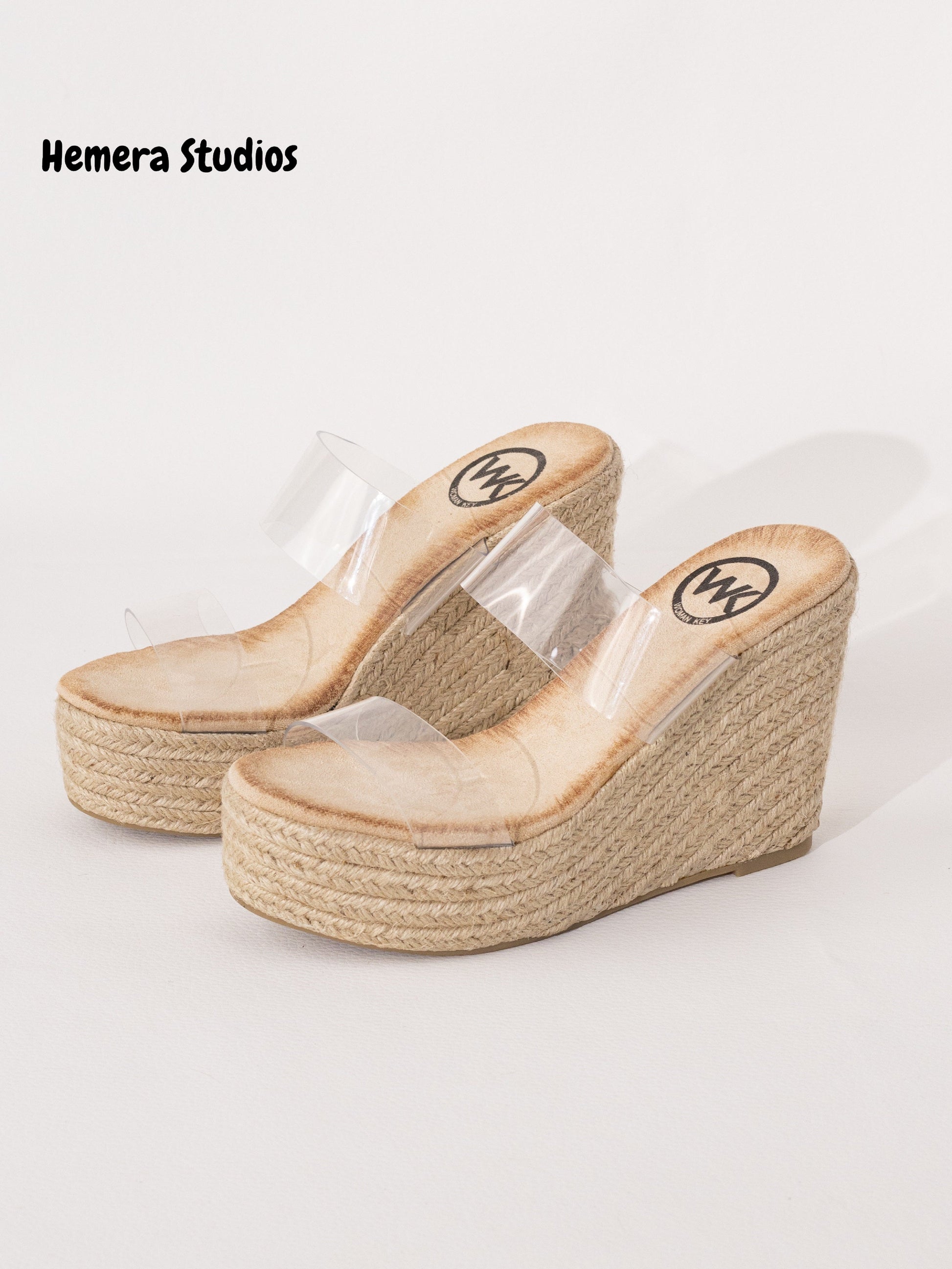 hemera studios esparto wedge sandals platform women summer 2021 clear pvc espadrille handmade comfortable fashion Modelo Y15 (Tallan pequeño) 35