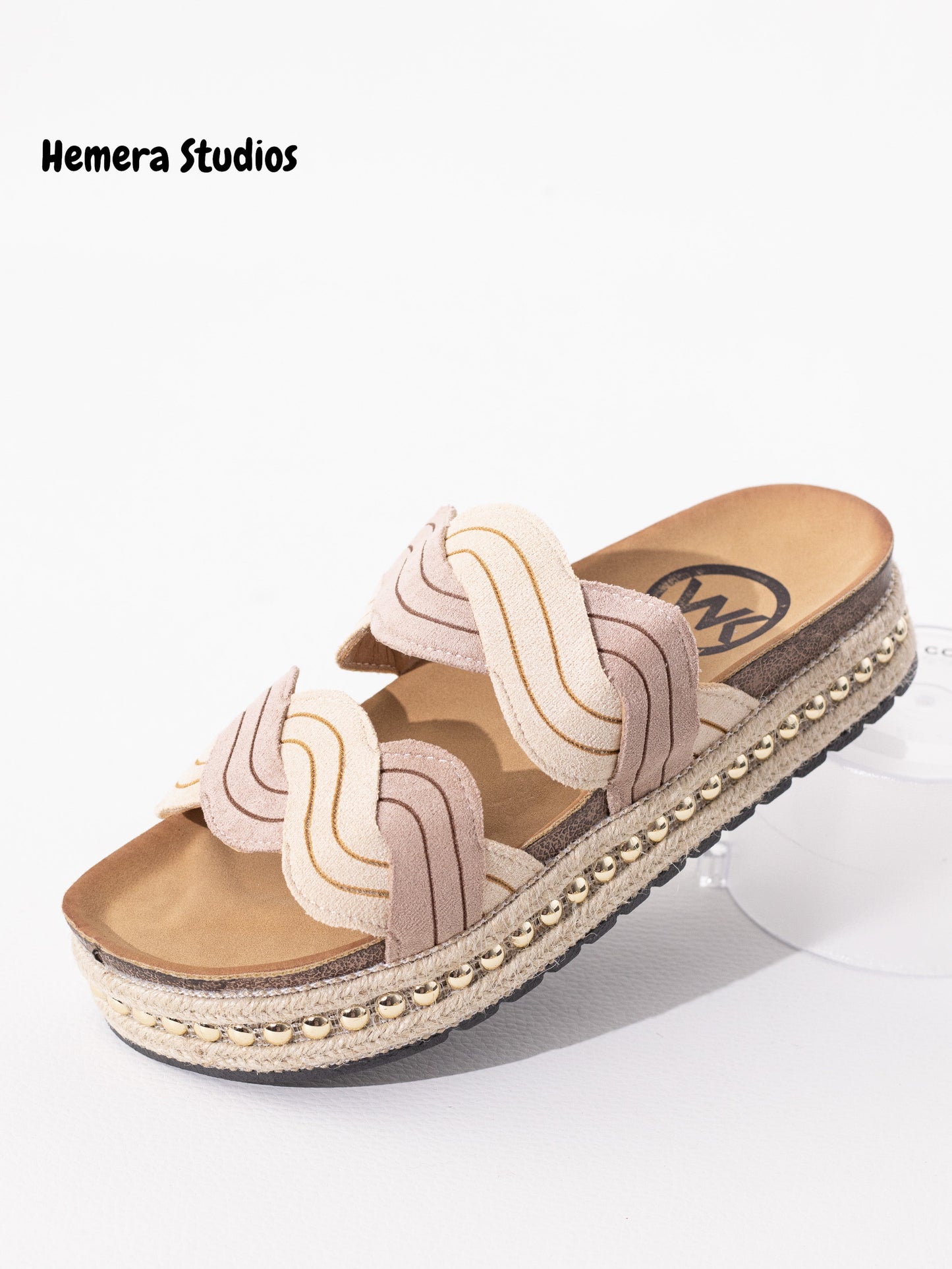 sandalias esparto plataforma tachuelas Beige 40
