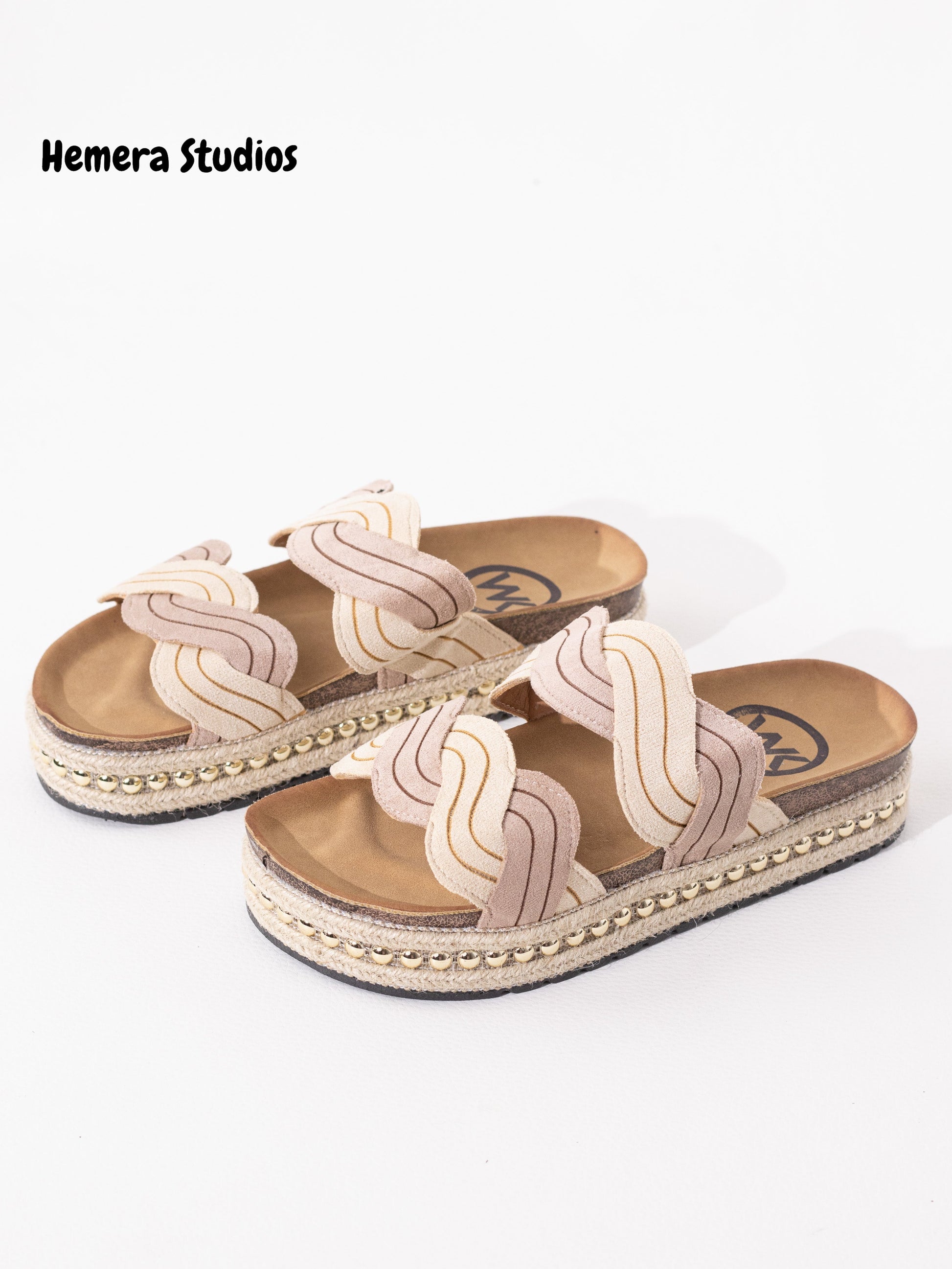 sandalias esparto plataforma tachuelas Beige 37