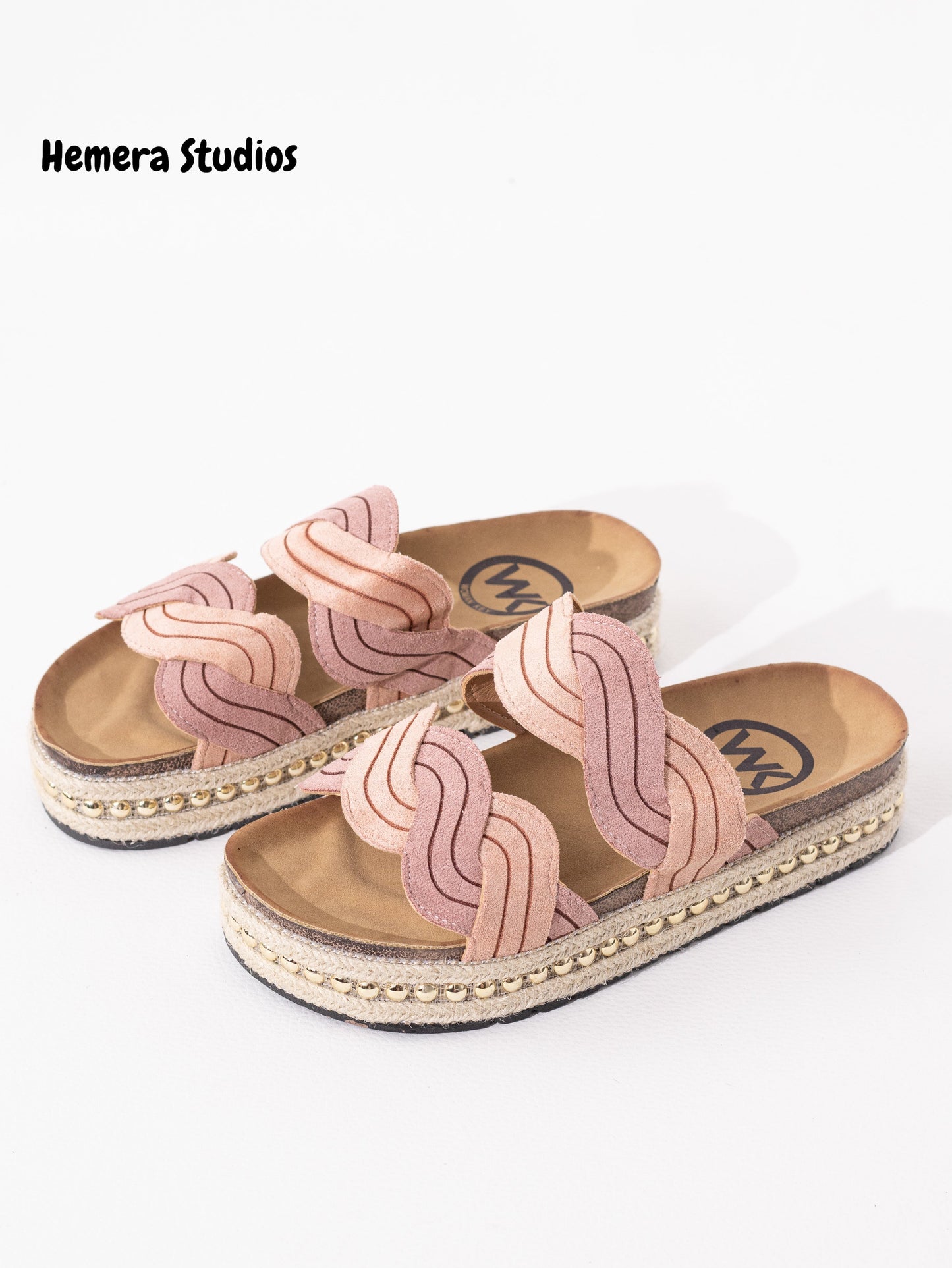 sandalias esparto plataforma tachuelas Pink 36