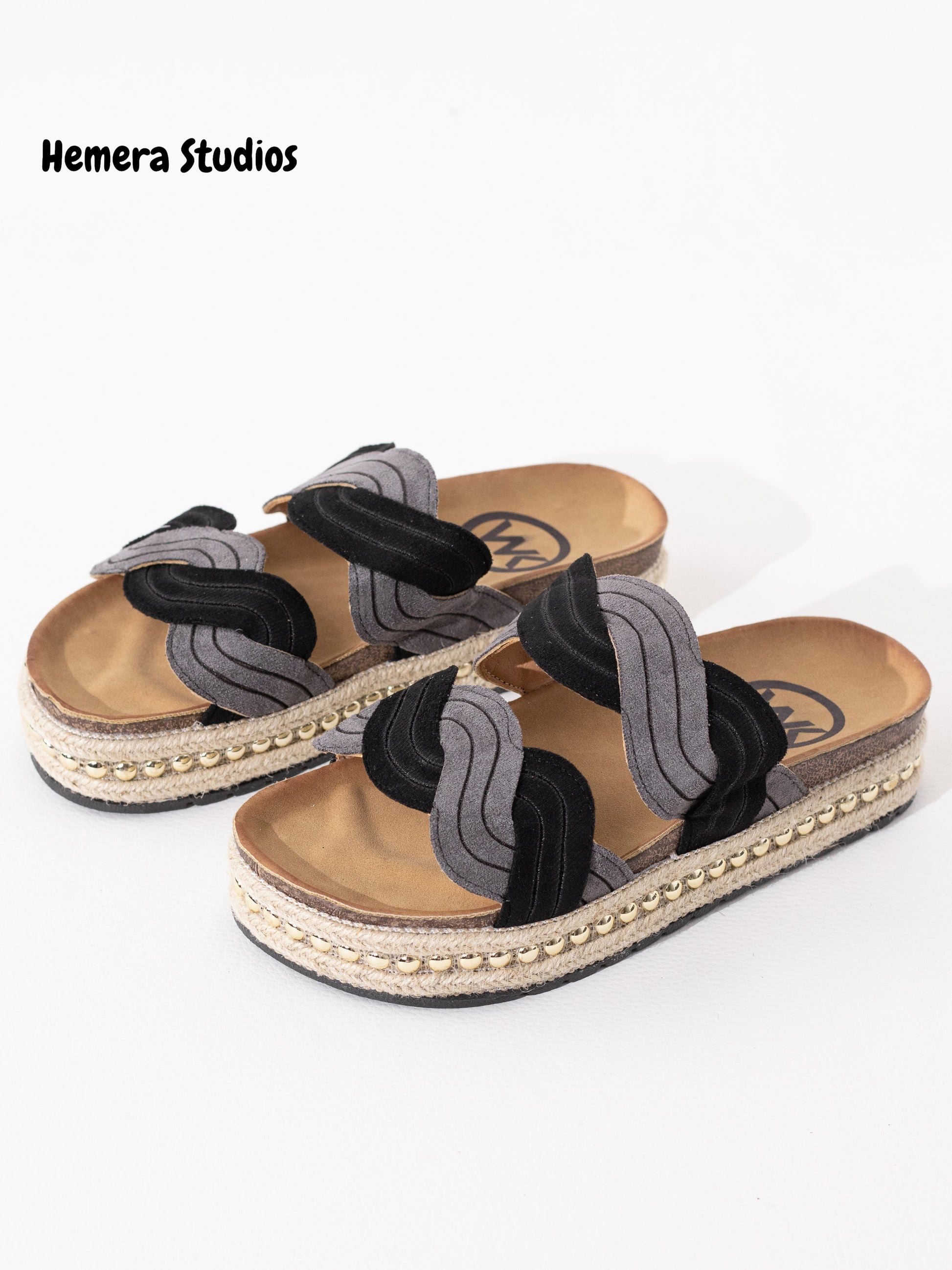 sandalias esparto plataforma tachuelas Pink 41