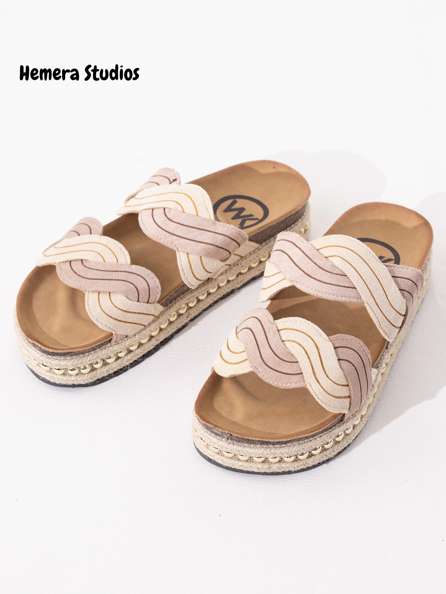 sandalias esparto plataforma tachuelas Beige 38