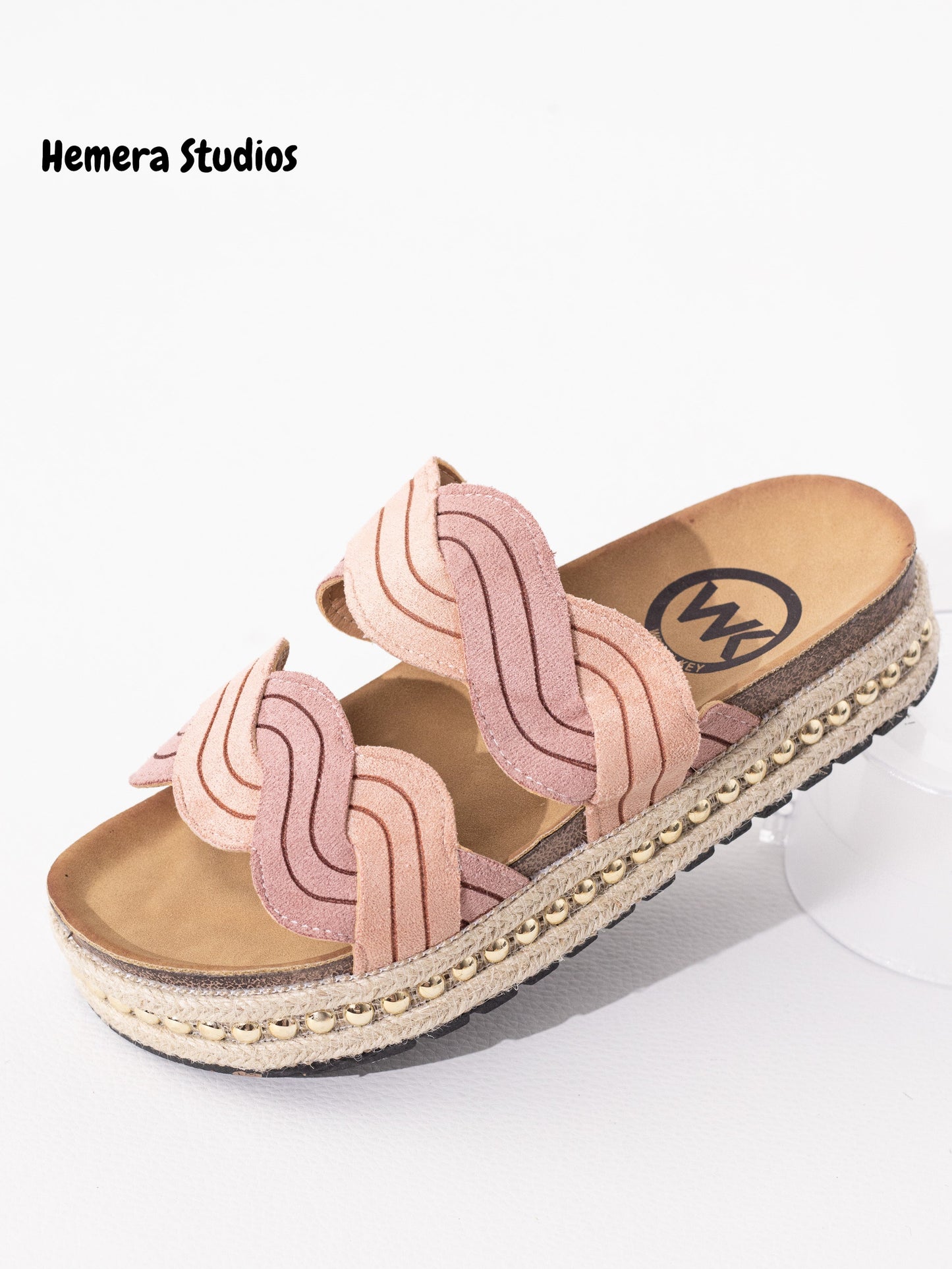 sandalias esparto plataforma tachuelas Pink 39