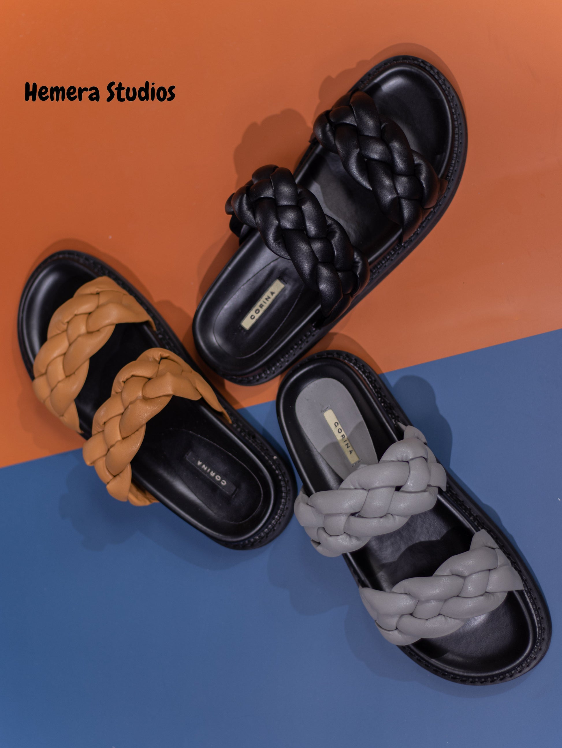 sandalias planas con tiras trenzadas y suela gruesa Azul grisáceo claro 41