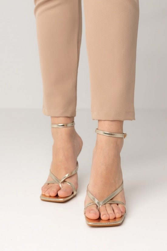 sandalias tacon de dedo Dorado 36