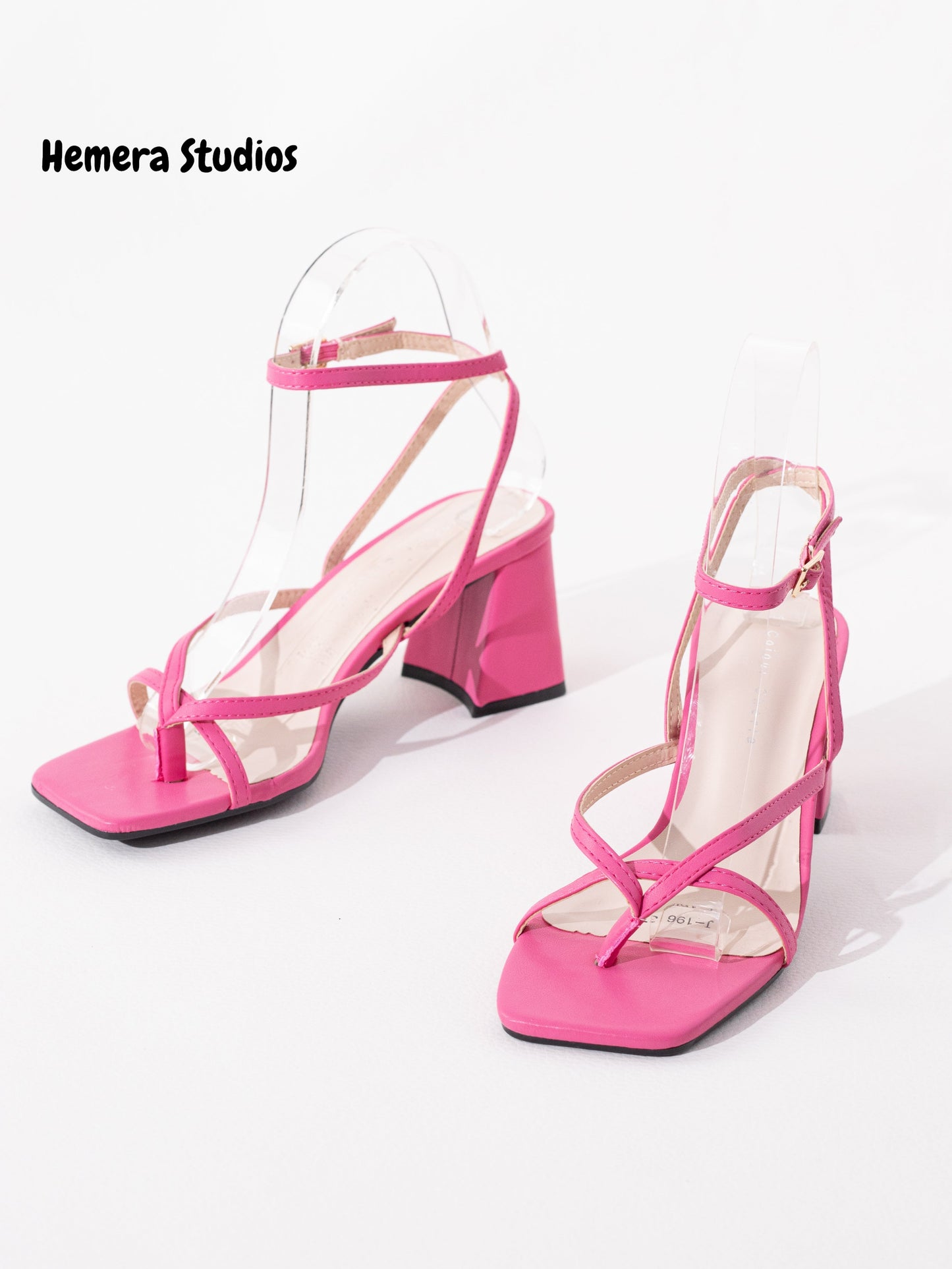 sandalias tacon de dedo Fuscia Neón 37