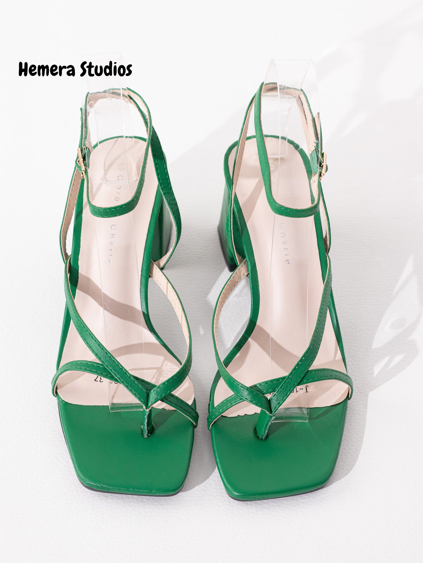 sandalias tacon de dedo Verde 36