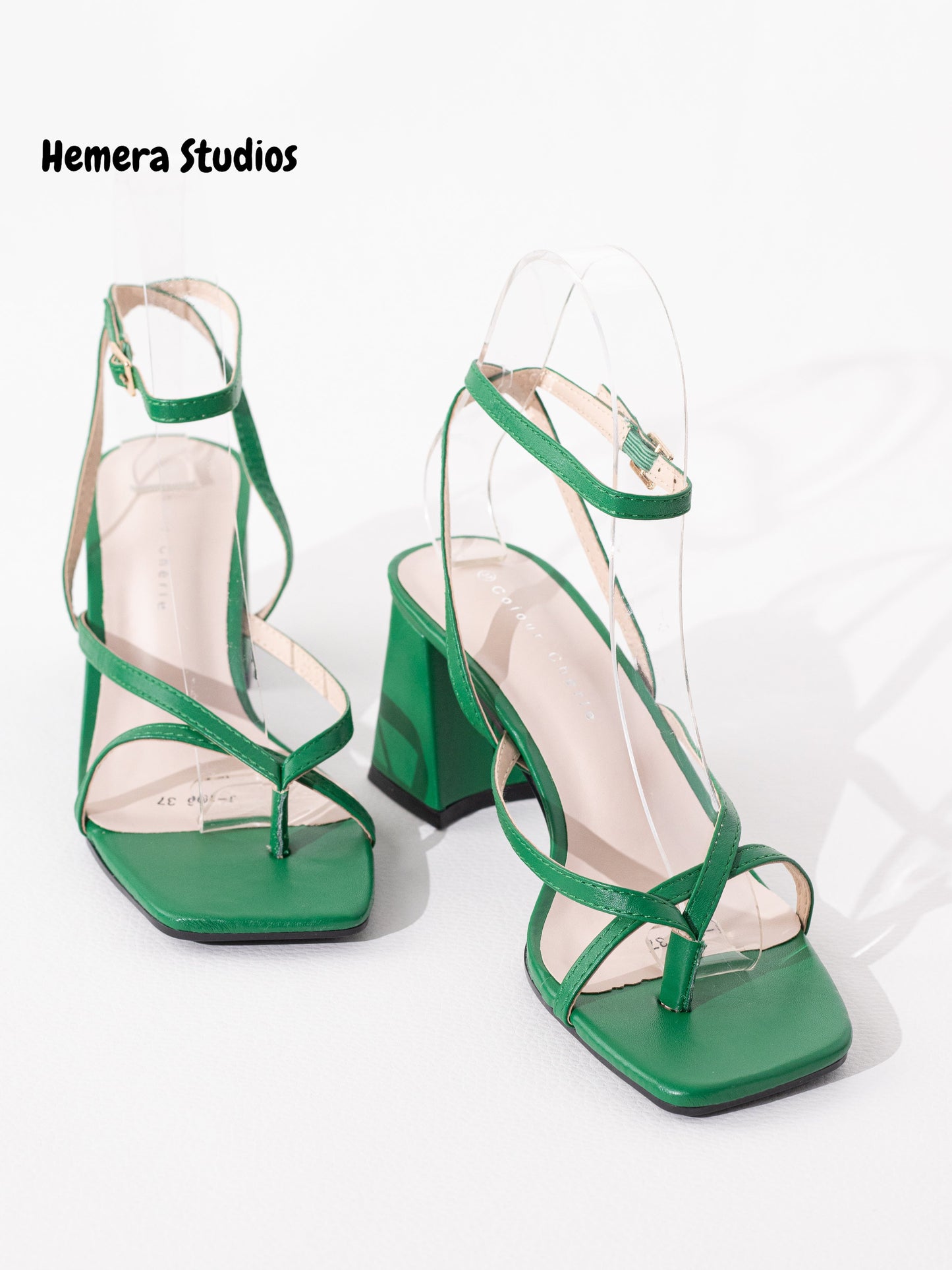 sandalias tacon de dedo Verde 37