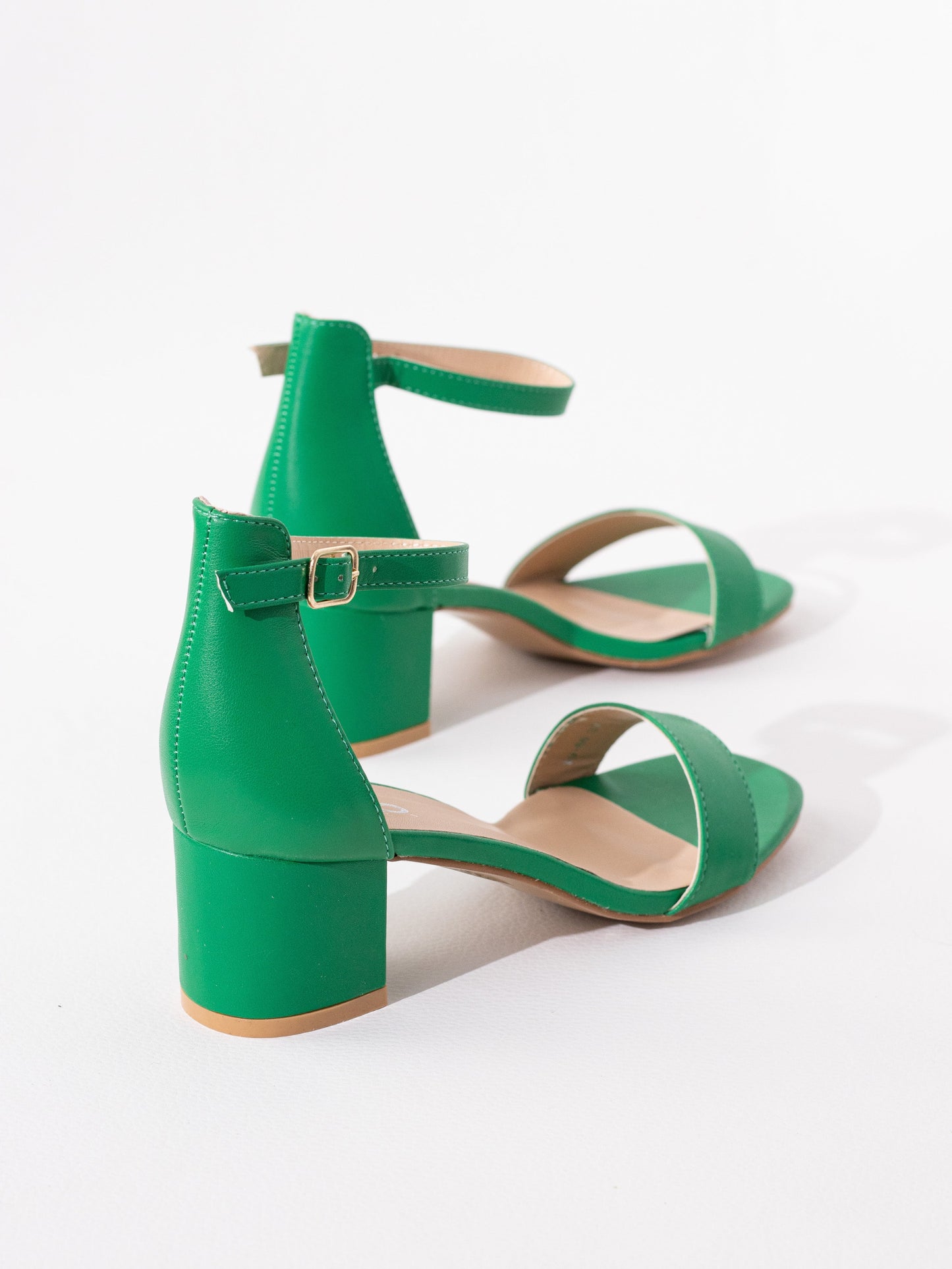 sandalias tacon medio polipiel Verde 39