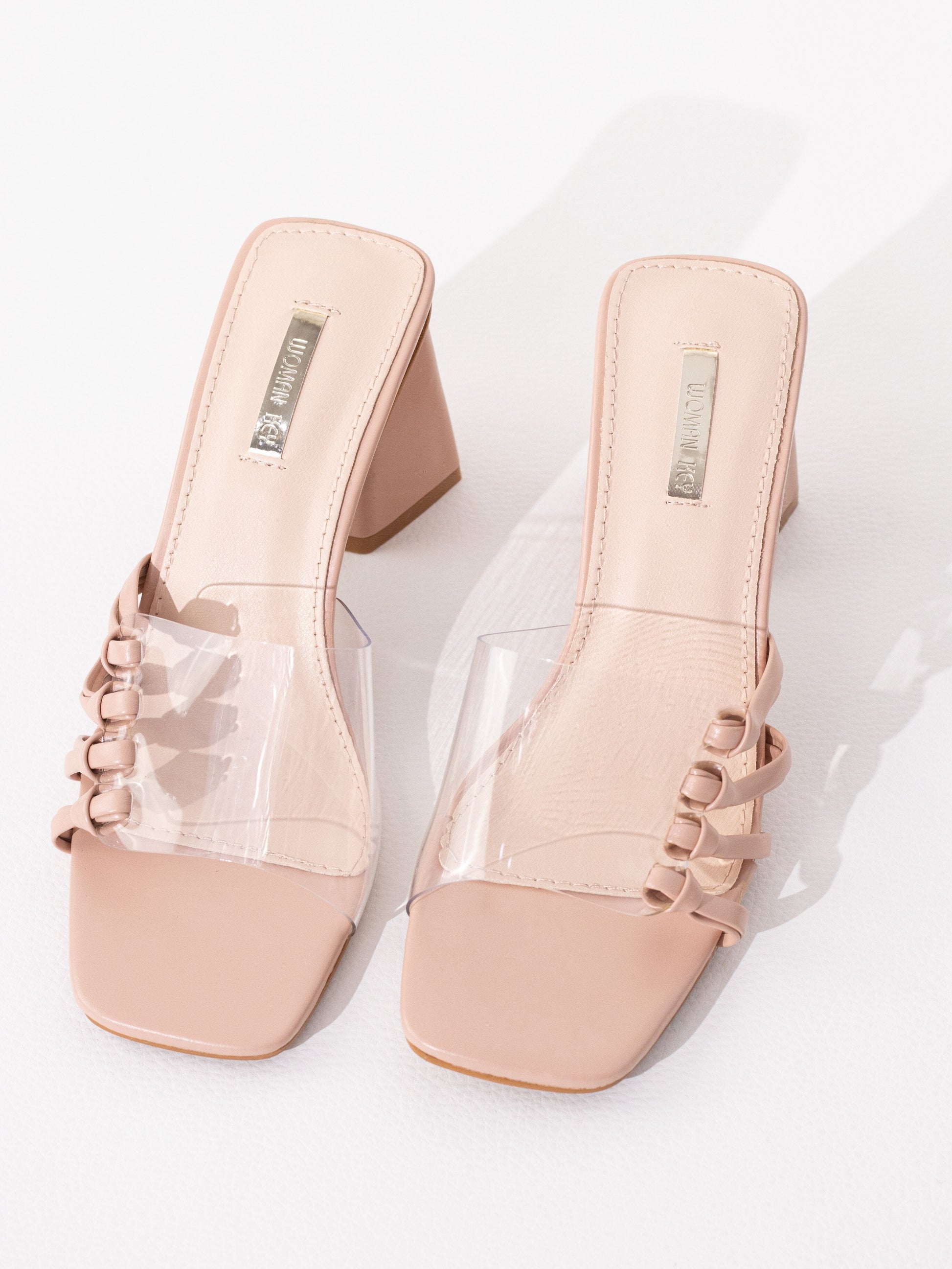 sandalias transparentes con tacon gordo Nude 37