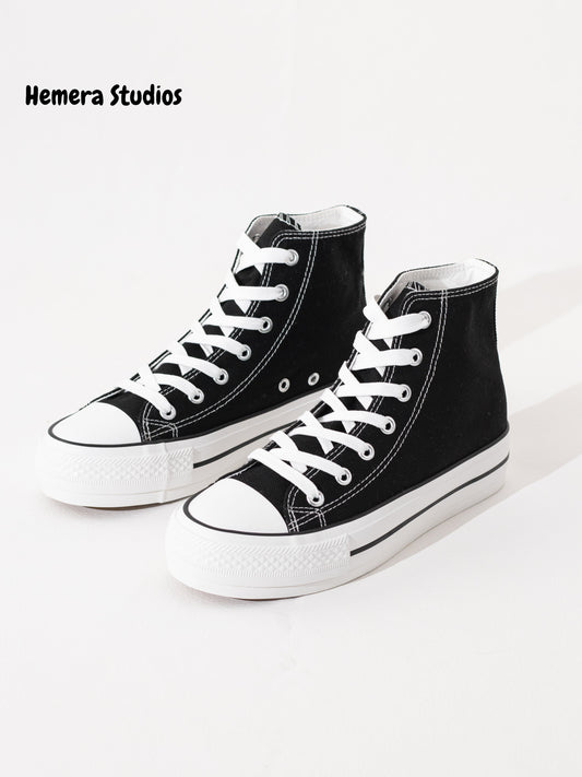 zapatillas de lona doble suela Negro-Lona 40